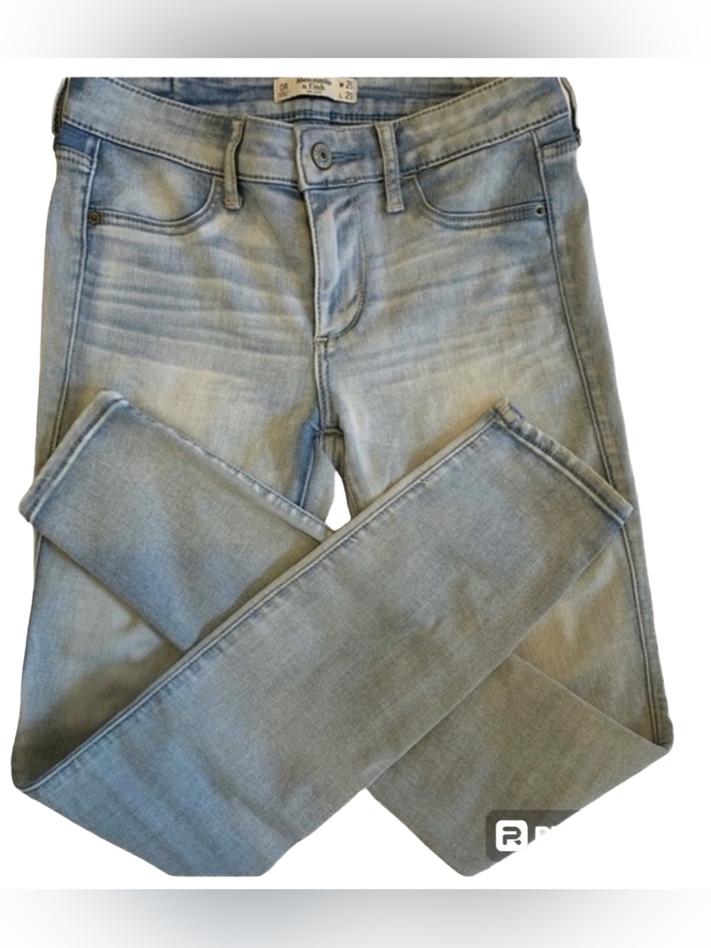 A&F SKINNY DENIM JEANS STRETCH LIGHT WASH MID RISE WAIST 25